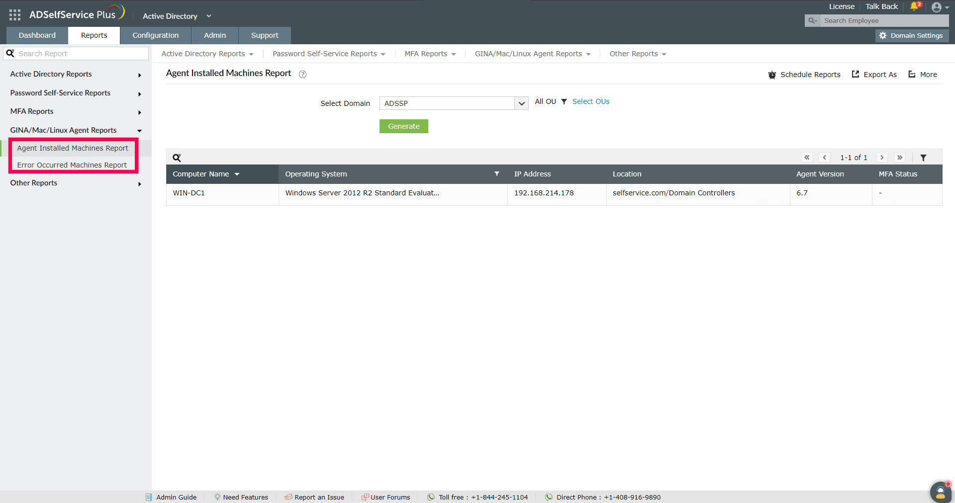 GINA/macOS/Linux Agent Installation Reports