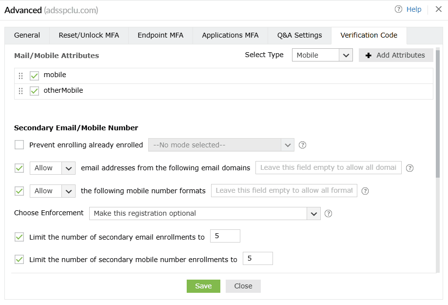 VC-Mobile Advanced setting