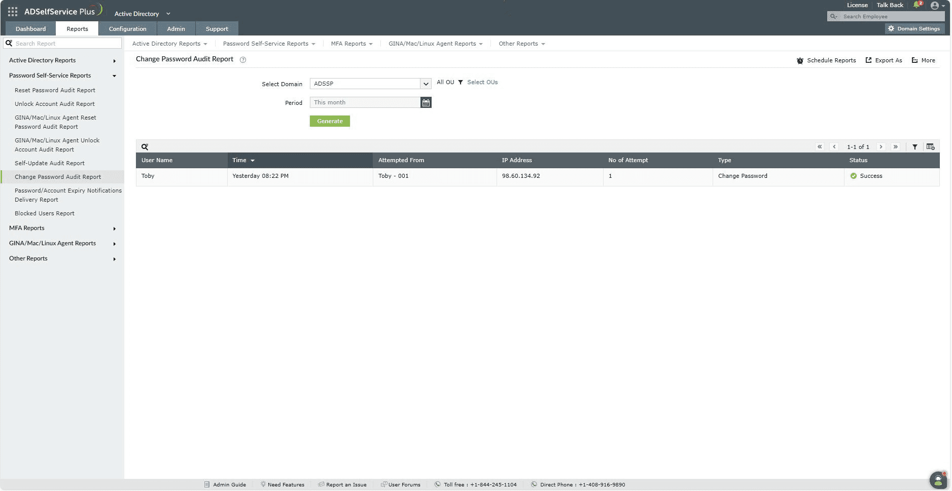 Change Password Audit Report