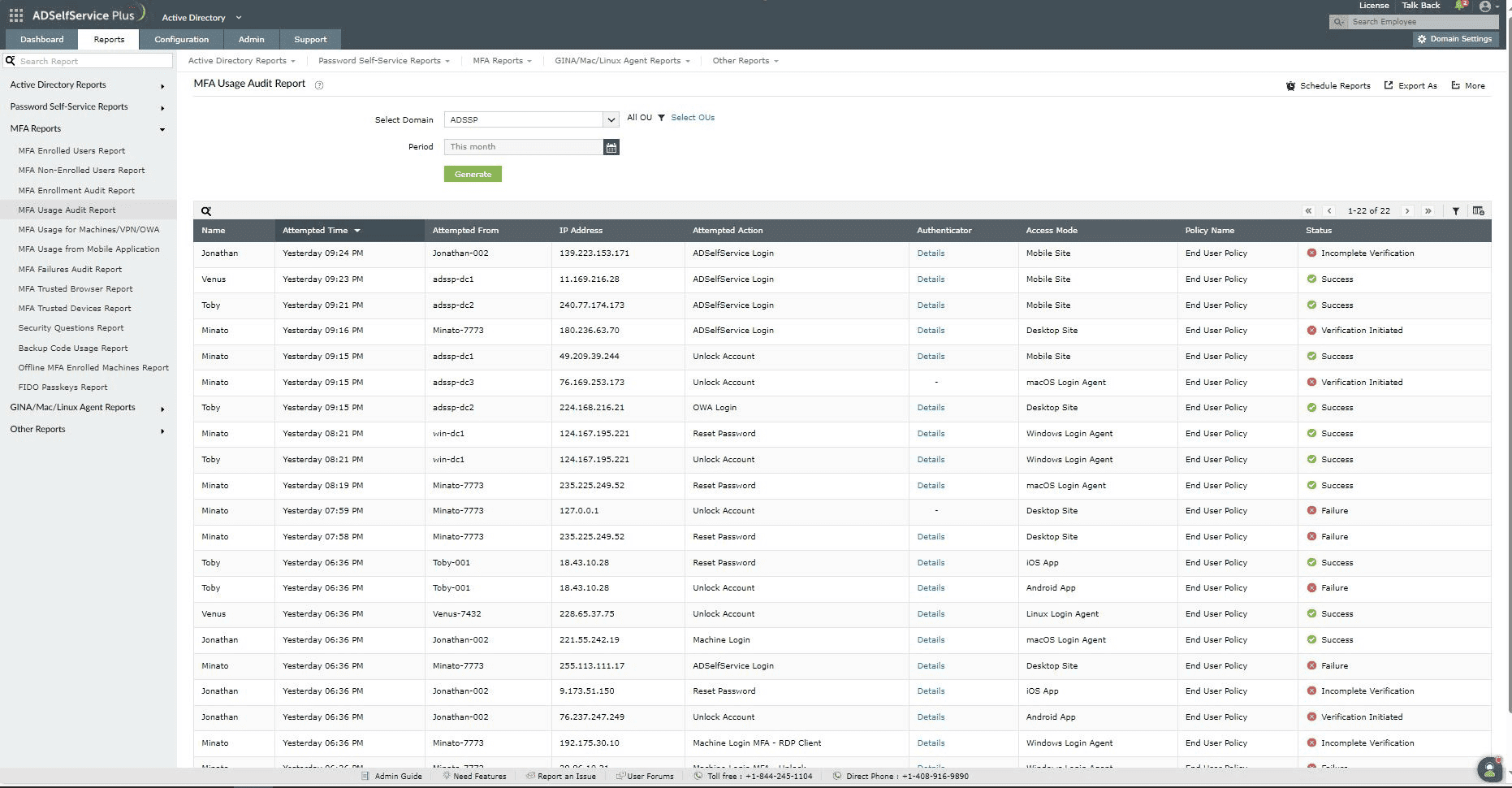 MFA Usage Audit Report