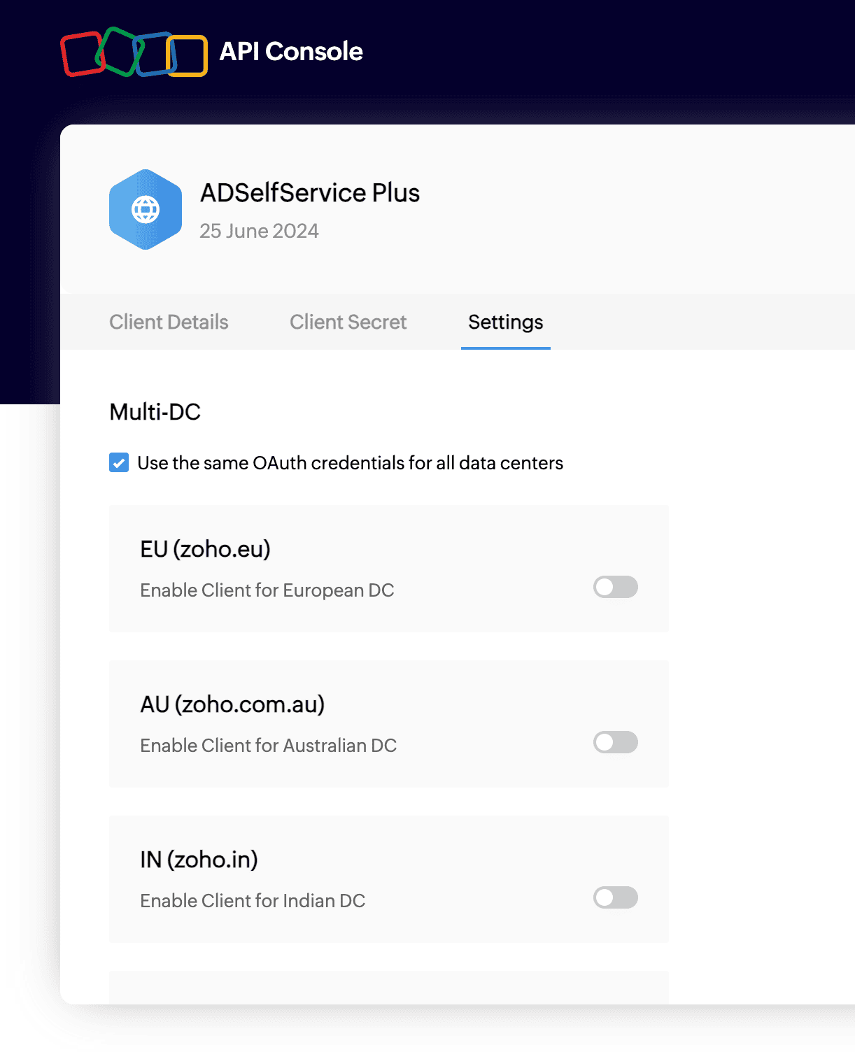 Application settings