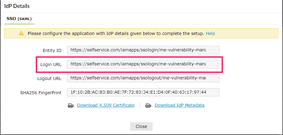 Configuring SAML SSO for ManageEngine Vulnerability Manager Plus